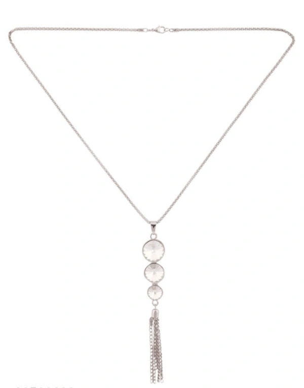 Anikas Creation Silver Plated Tasselled Alloy Light weighted White Stone Finished Pendant - Adjustable, Gold Plated, Multipack 1